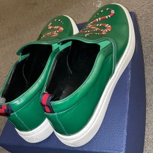 Gucci
Snake-Print Leather Skate Sneaker, Green